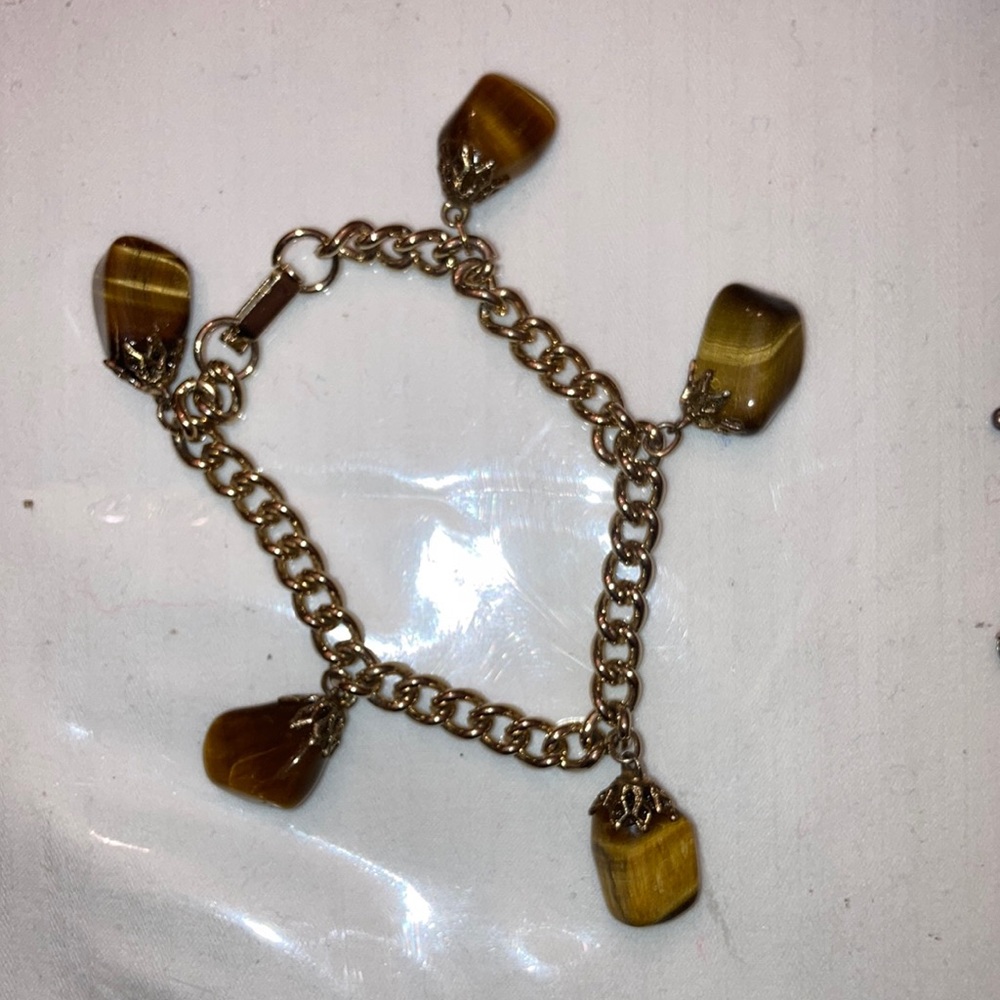 🐸Vintage 6 1/2” Tigers Eye Nugget BRACELET